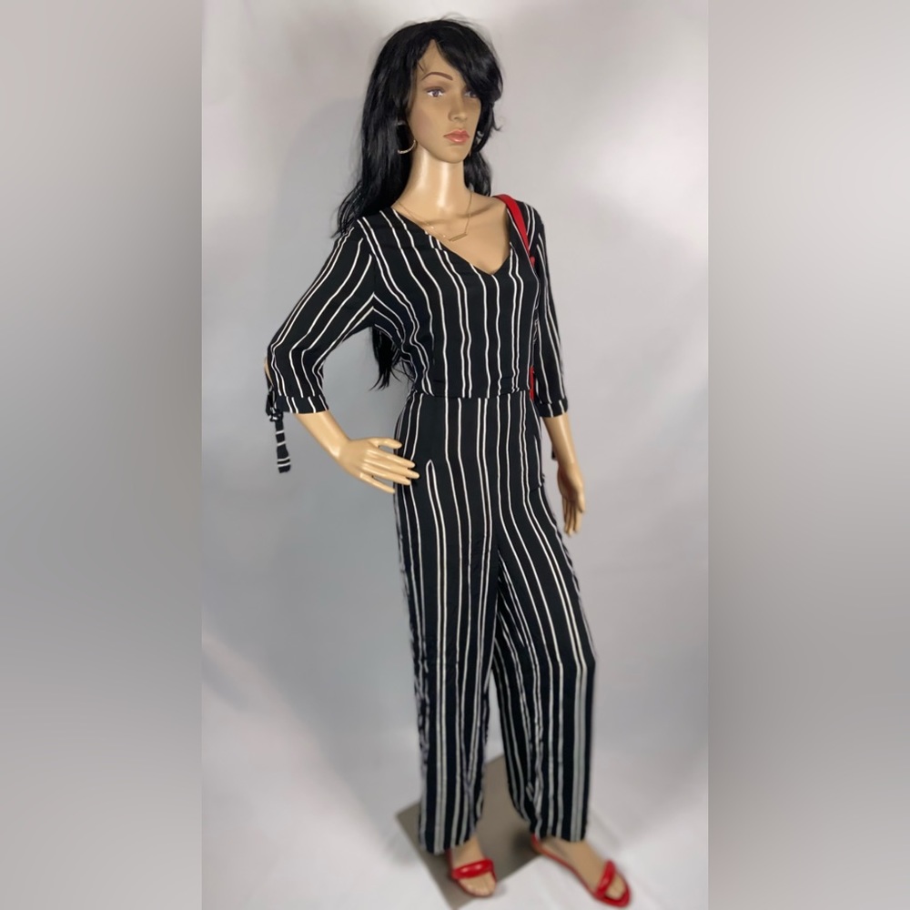 Jumpsuit Medium Black White Stripe Wild Fable Women
